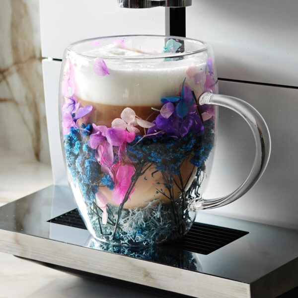 omobg chasha s termo stuklo dvoini steni s estestveni cvetq sinq euforia 300ml i61508 425