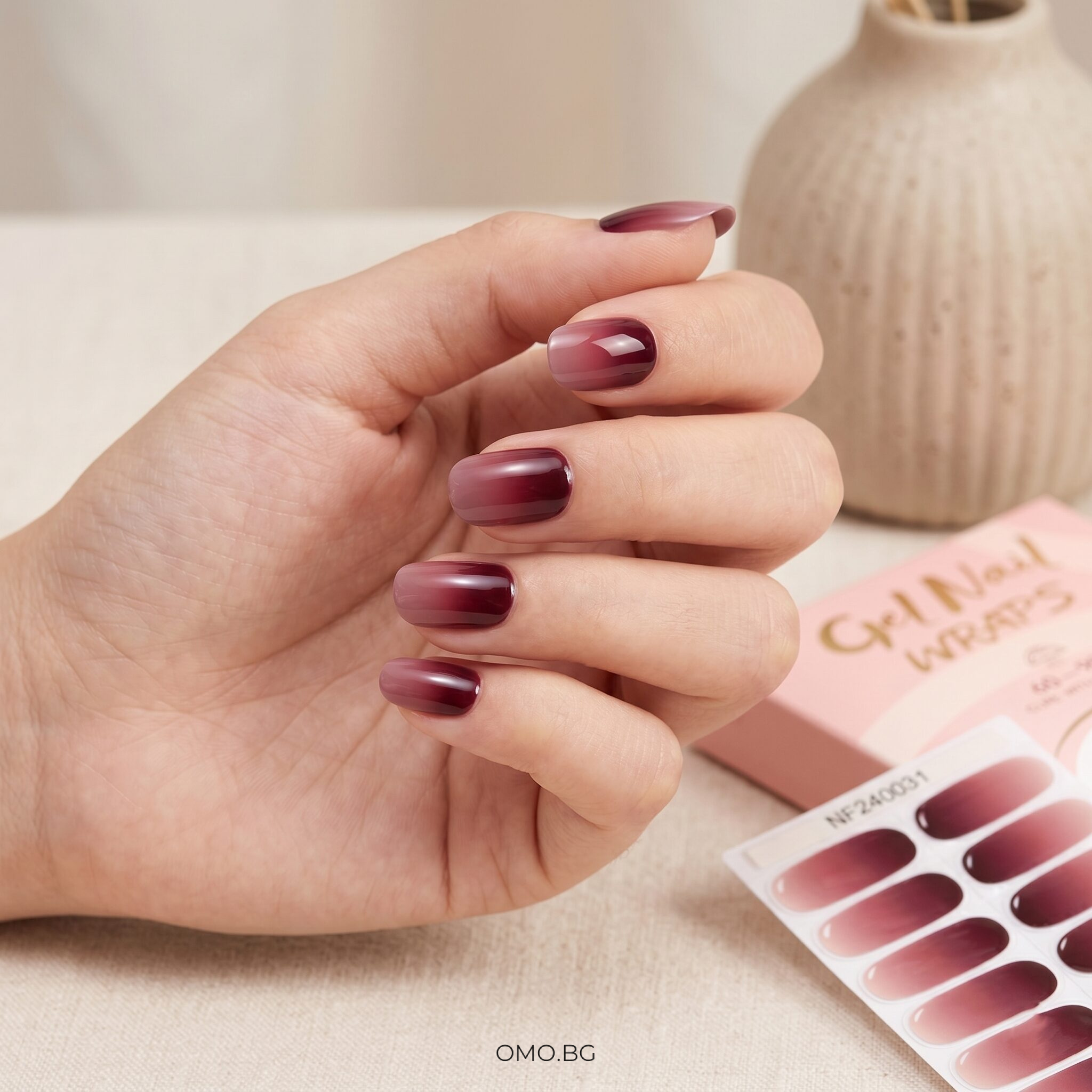 omobg uv gel lak lenti za nokti dulgotraini vishnevo ombre i63647 607