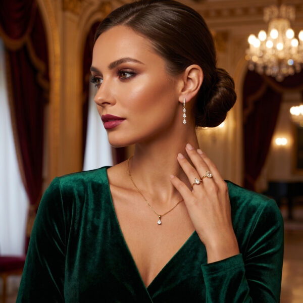 omobg elegantni obeci halki s visulki 14k pozlata i cirkonii i66015 314