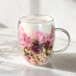 omobg chasha s termo stuklo dvoini steni s estestveni cvetq hortenzia i piren 300ml i68496 843